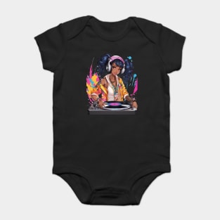 Euphoric Frequencies Trance Parties DJ Girl Baby Bodysuit